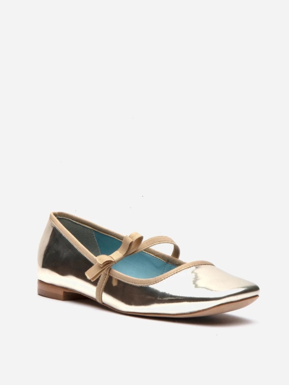 $348 Frances Valentine Jude Mary Jane Flat in Gold Square Toe 7.5